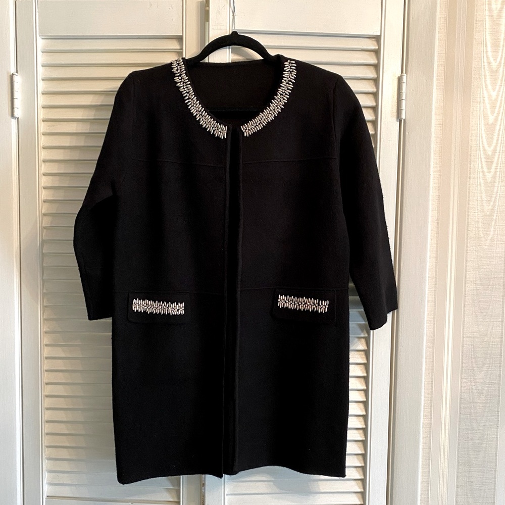 Black sweater with beaded embellishment EUC